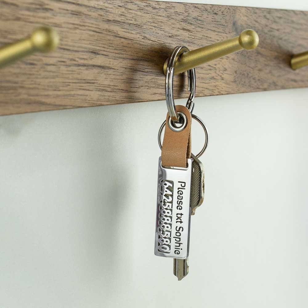 personalized laser-cut stainless steel keychain with custom name
