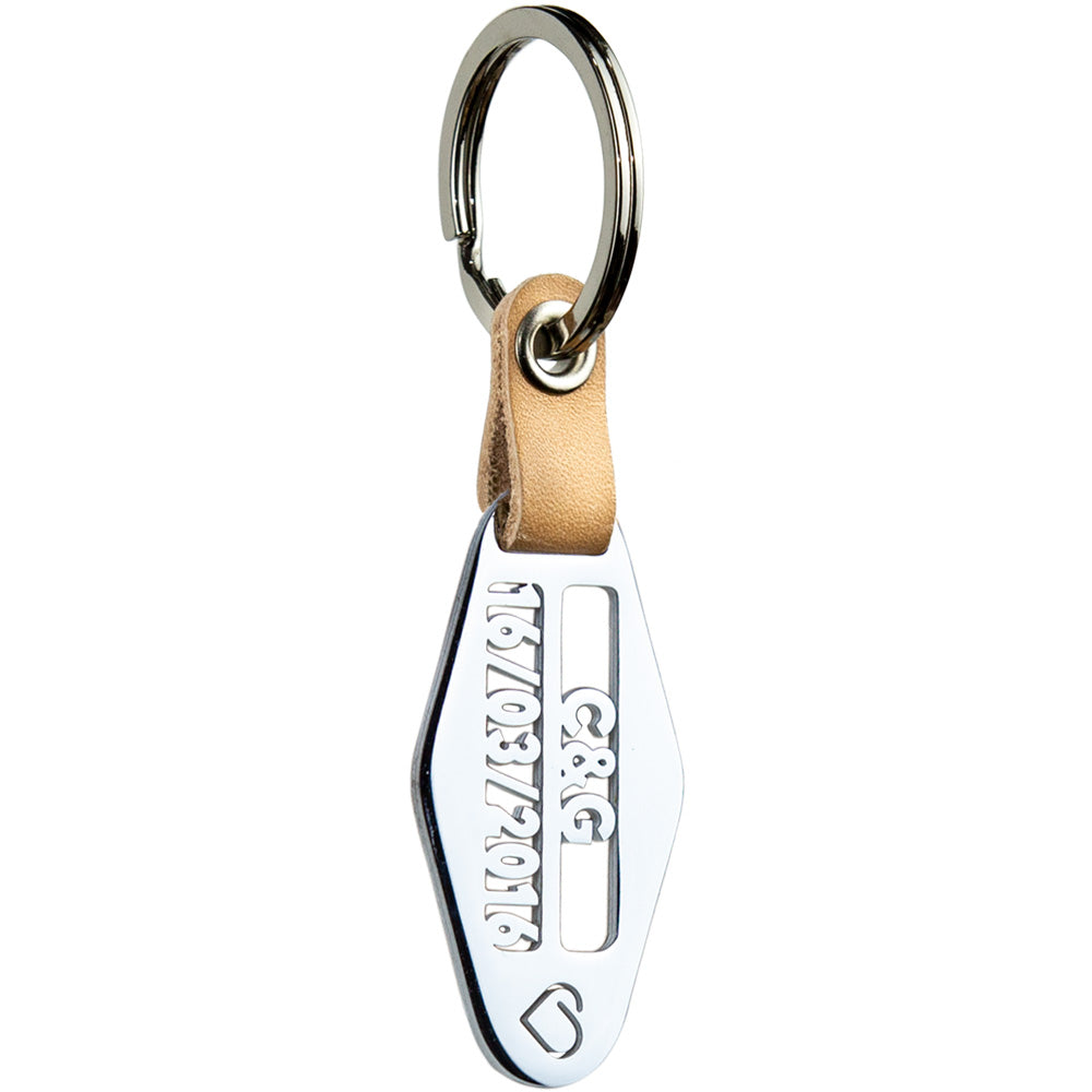 personalized laser-cut stainless steel keychain with custom name