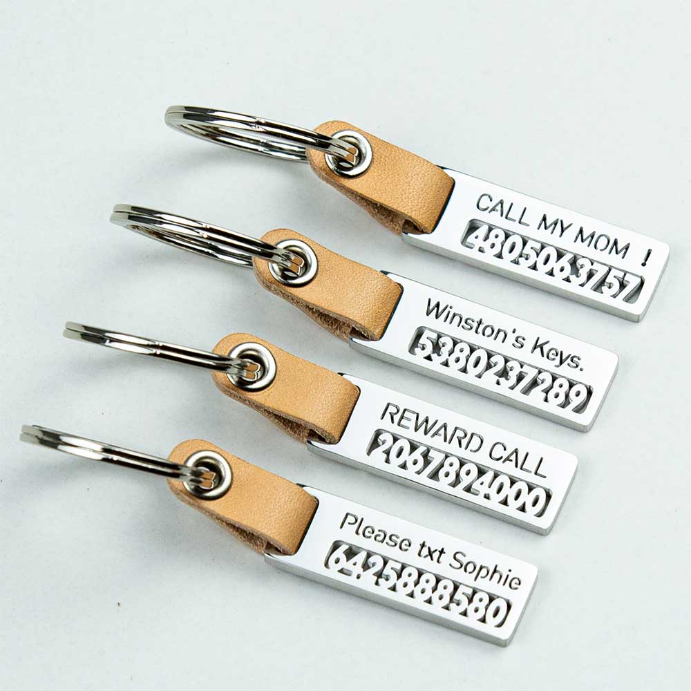 personalized laser-cut stainless steel keychain with custom name